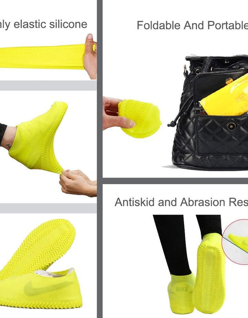Load image into Gallery viewer, Waterproof Shoe Covers, Non-Slip Water Resistant Overshoes Silicone Rubber Rain Shoe Cover Outdoor Cycling Protectors Apply to Men, Women, Kids (Small, Black)

