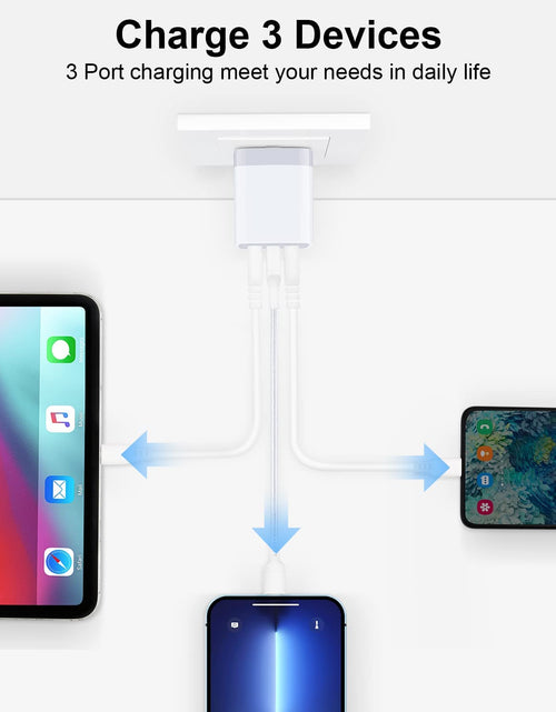 Load image into Gallery viewer, USB Charger Cube, Wall Charger Plug,  3.1A 3-Muti Port USB Adapter Power Plug Charging Station Box Base for Iphone 17 16 15 14 13 12 Pro Max Mini SE 11 Pro Max Samsung Phones Charging Block
