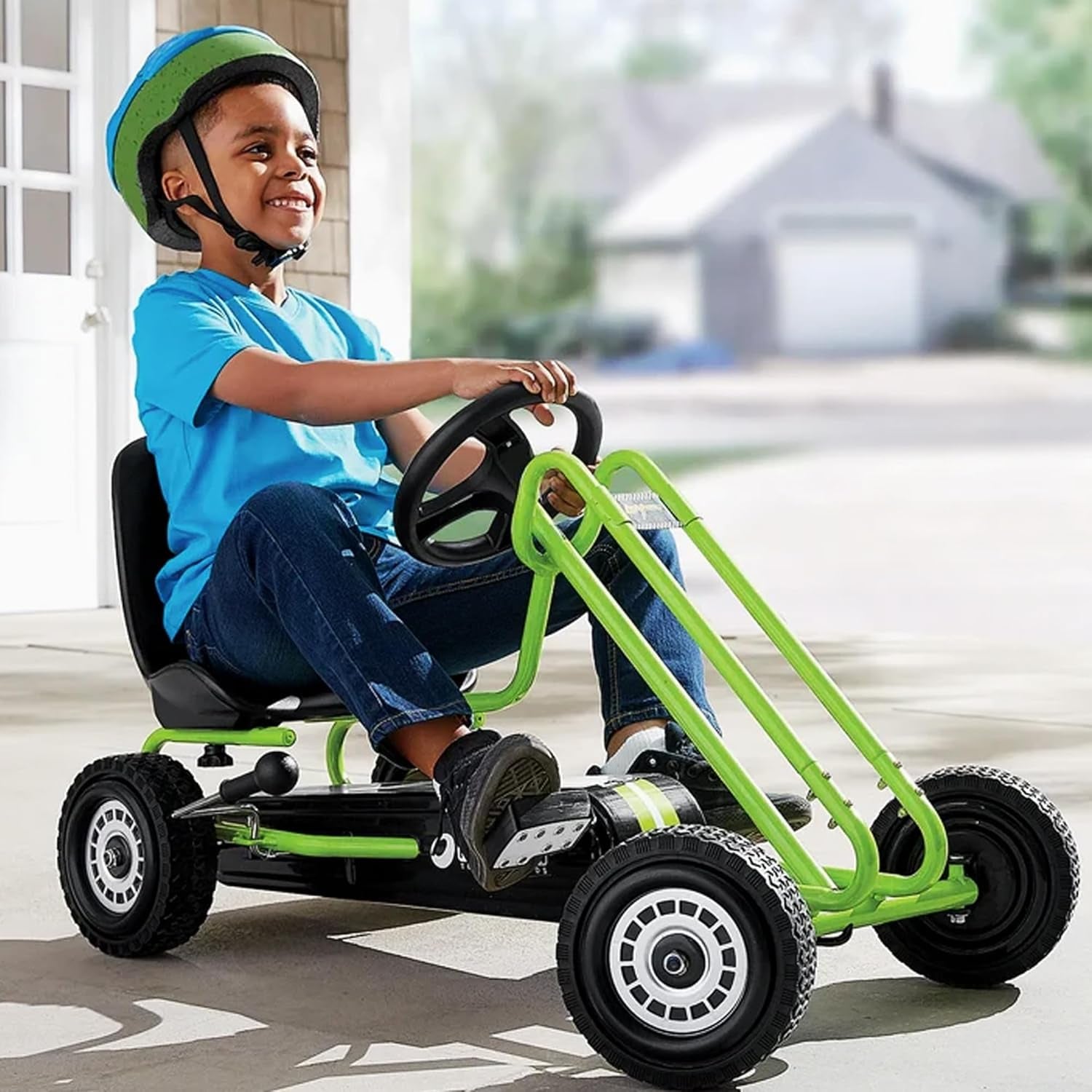 Lightning - Pedal Go Kart | Pedal Car | Ride on Toys for Boys & Girls with Ergonomic Adjustable Seat & Sharp Handling - Race Green