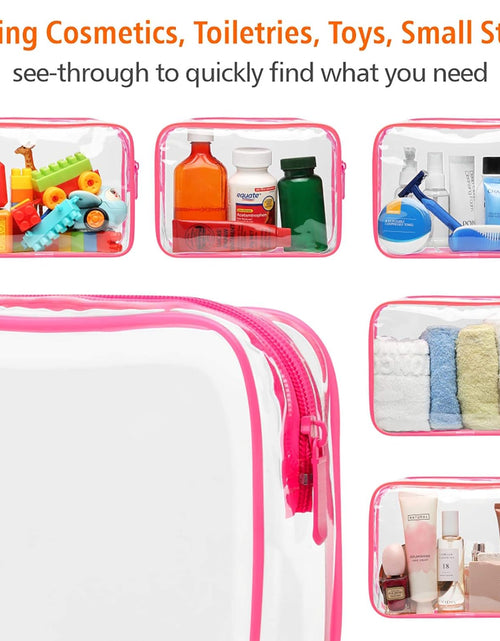 Load image into Gallery viewer, Clear Toiletry Bag,  3 Pack TSA Approved Toiletry Bag Quart Size Bag, Travel Makeup Cosmetic Bag for Women Men, Carry on Airport Airline Compliant Bag

