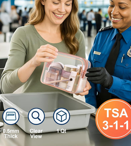 Clear Toiletry Bag,  3 Pack TSA Approved Toiletry Bag Quart Size Bag, Travel Makeup Cosmetic Bag for Women Men, Carry on Airport Airline Compliant Bag