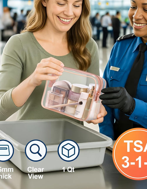 Load image into Gallery viewer, Clear Toiletry Bag,  3 Pack TSA Approved Toiletry Bag Quart Size Bag, Travel Makeup Cosmetic Bag for Women Men, Carry on Airport Airline Compliant Bag
