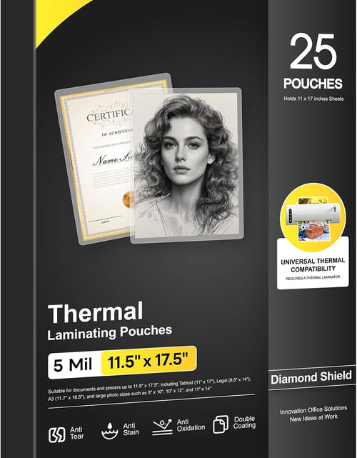 Load image into Gallery viewer, Laminating Sheets Thermal Laminate Pouches, Hold 11 X 17 Inch Sheet 25 Pack, 5 Mil Clear Laminated Pouch 11.5 X 17.5 Inch Lamination Paper for Laminator, round Corner, Home &amp; Office

