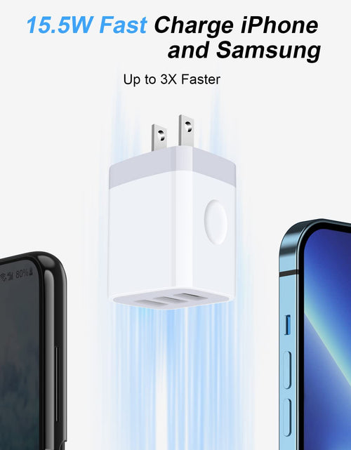 Load image into Gallery viewer, USB Charger Cube, Wall Charger Plug,  3.1A 3-Muti Port USB Adapter Power Plug Charging Station Box Base for Iphone 17 16 15 14 13 12 Pro Max Mini SE 11 Pro Max Samsung Phones Charging Block
