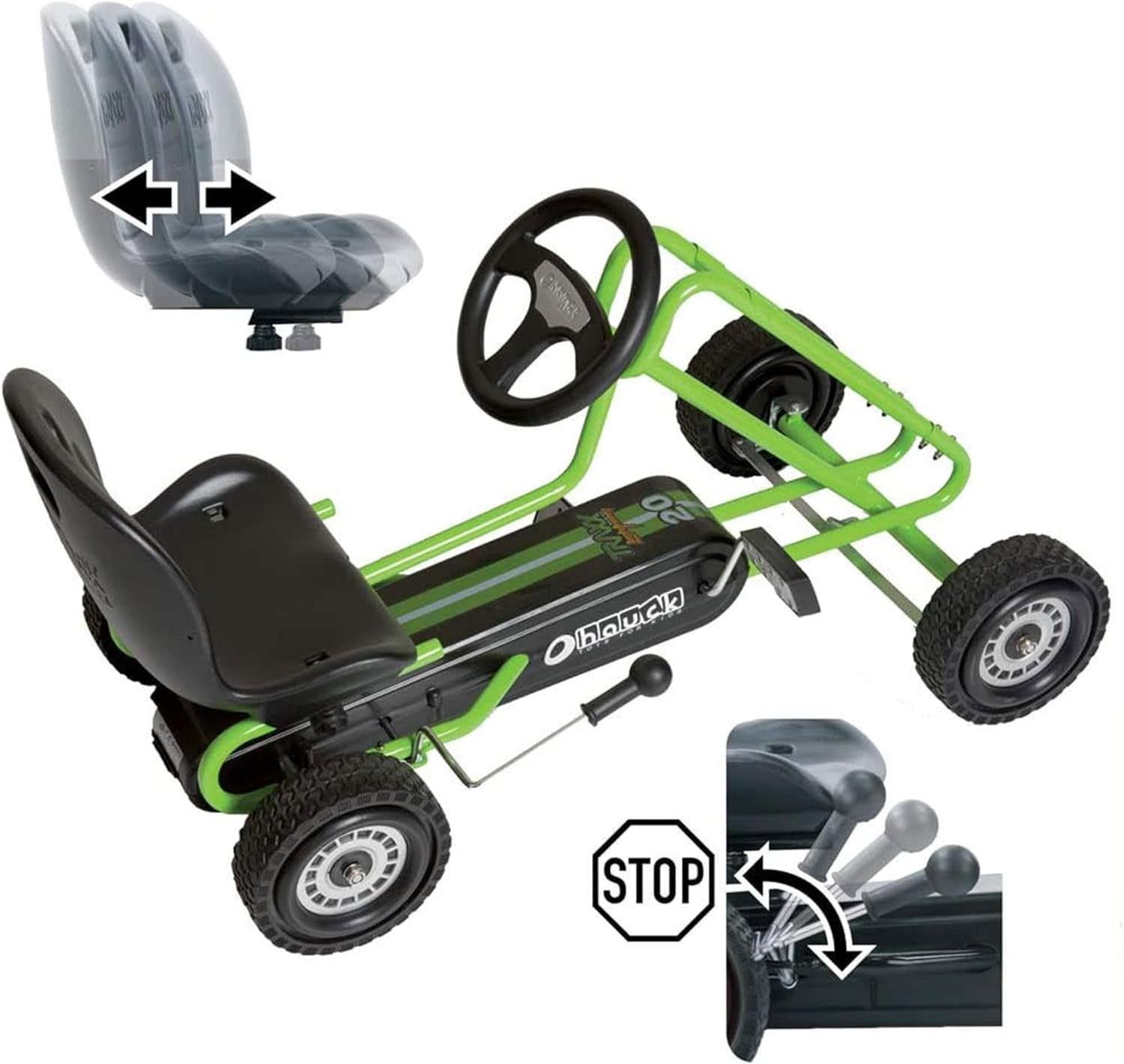 Lightning - Pedal Go Kart | Pedal Car | Ride on Toys for Boys & Girls with Ergonomic Adjustable Seat & Sharp Handling - Race Green
