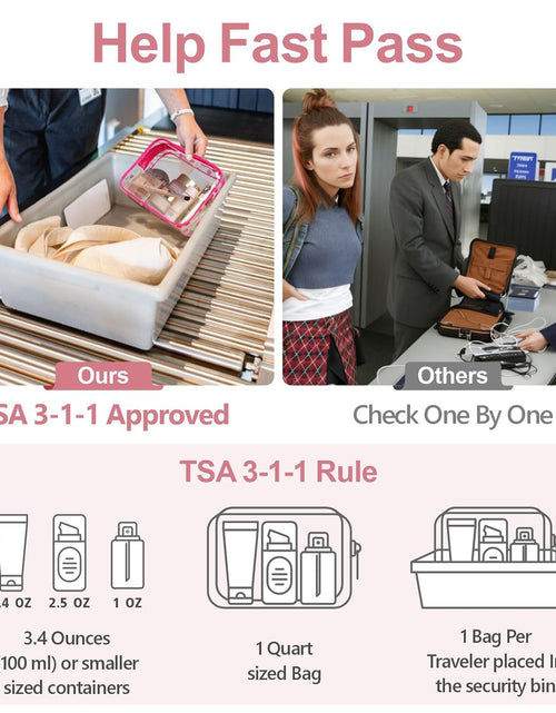 Load image into Gallery viewer, Clear Toiletry Bag,  3 Pack TSA Approved Toiletry Bag Quart Size Bag, Travel Makeup Cosmetic Bag for Women Men, Carry on Airport Airline Compliant Bag
