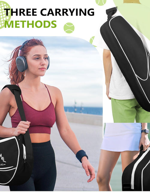 Load image into Gallery viewer, Himal 3 Racquet Tennis-Bag Premium Tennis-Racket-Bag with Protective Pad, Professional or Beginner Tennis Players, Lightweight Tennis Bag for All Ages,Black
